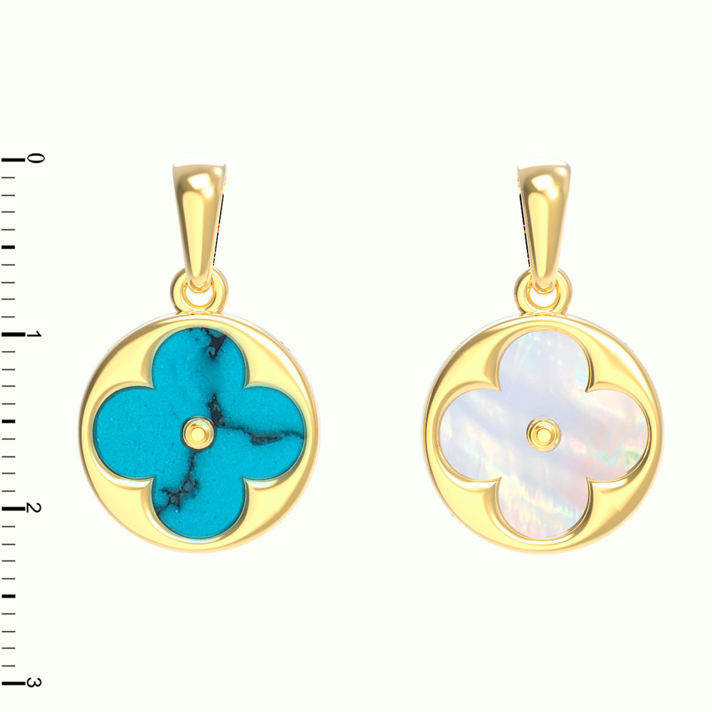 Подвеска из лимонного золота c бирюзой и перламутром