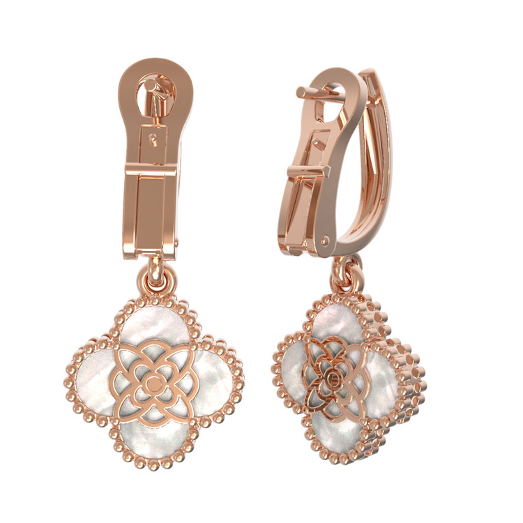 Серьги из золота c бриллиантами и перламутром