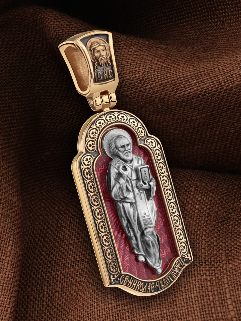 Образок из золота c эмаль