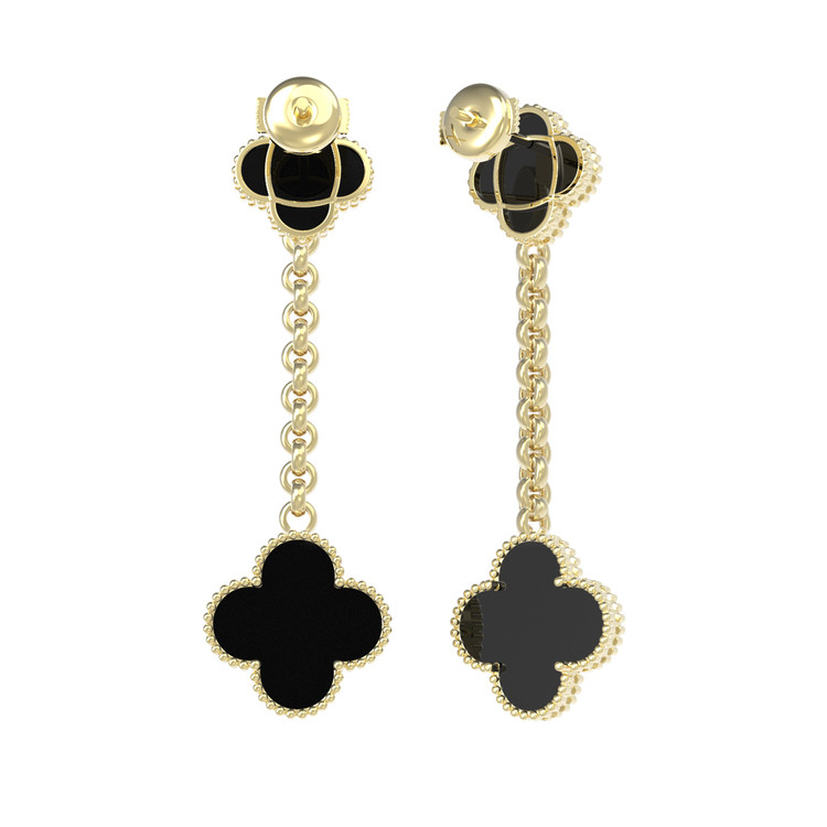 Серьги из лимонного золота c ониксом