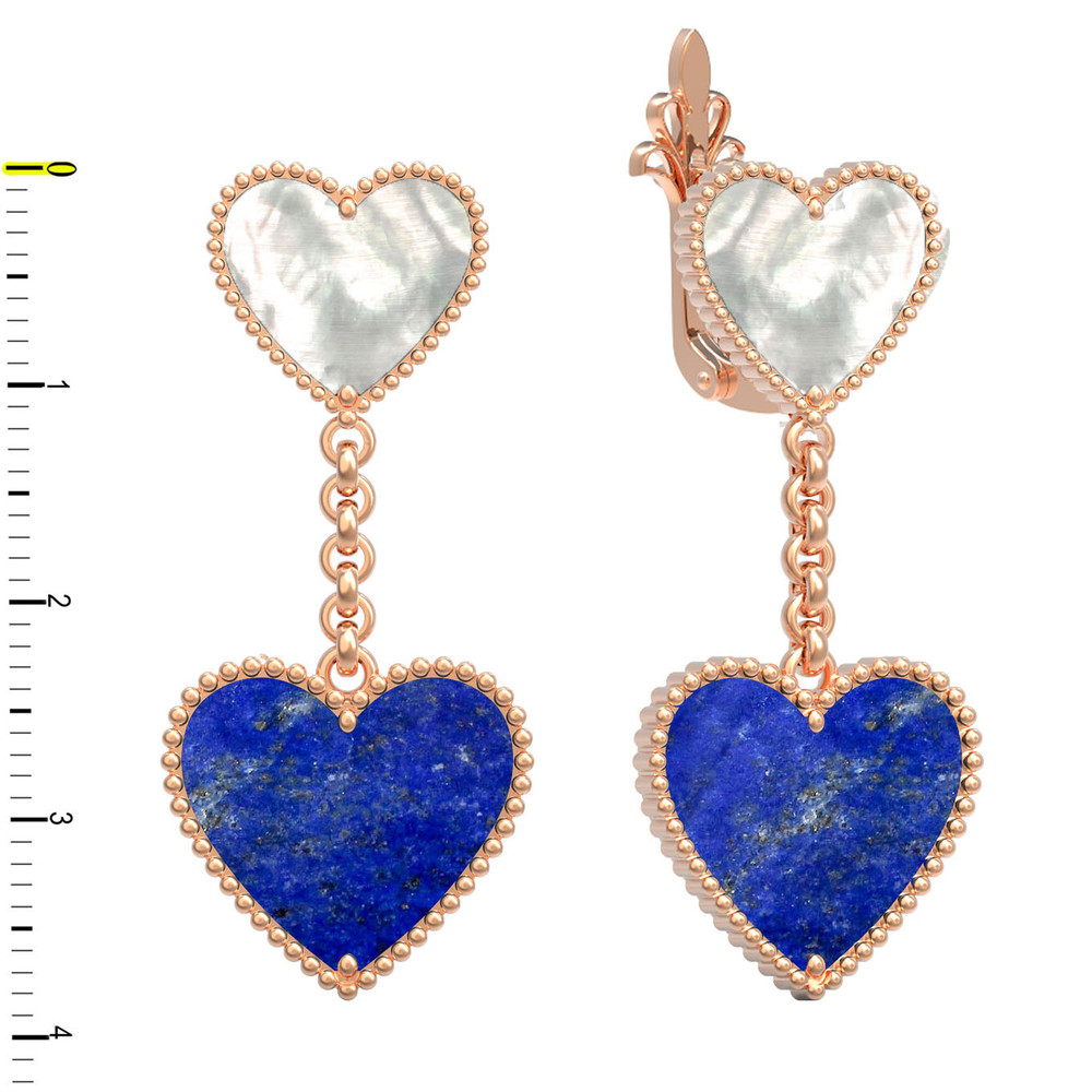 Серьги из золота c лазуритом и перламутром