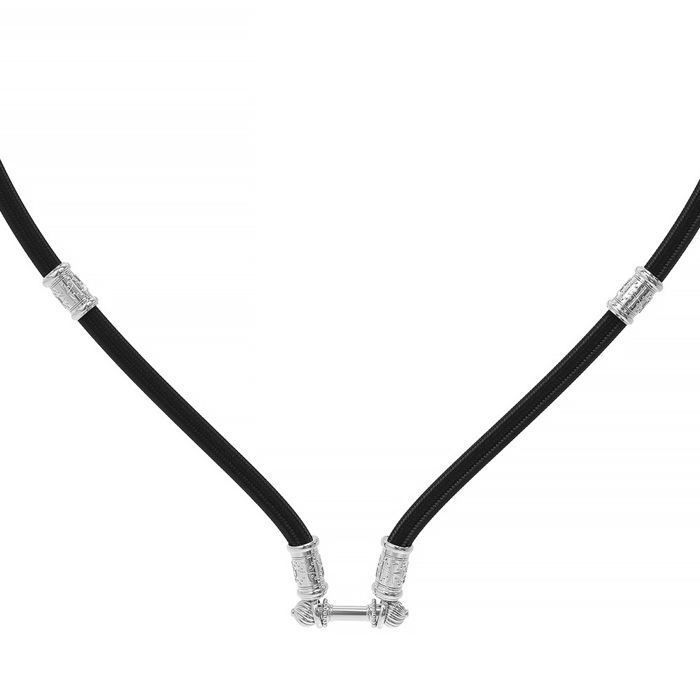 Шнурок шёлковый из белого золота c шёлковым шнурком