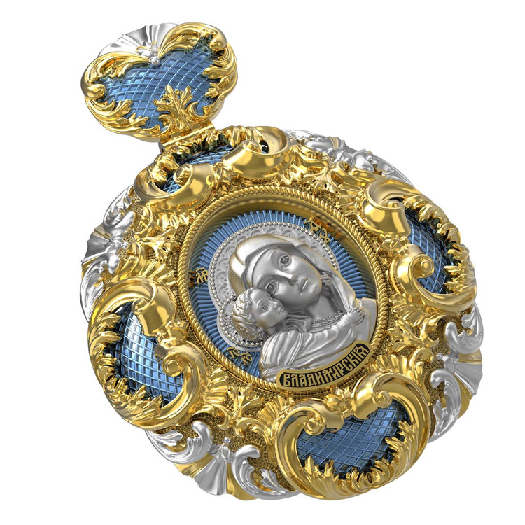 Образок из лимонного золота c эмаль