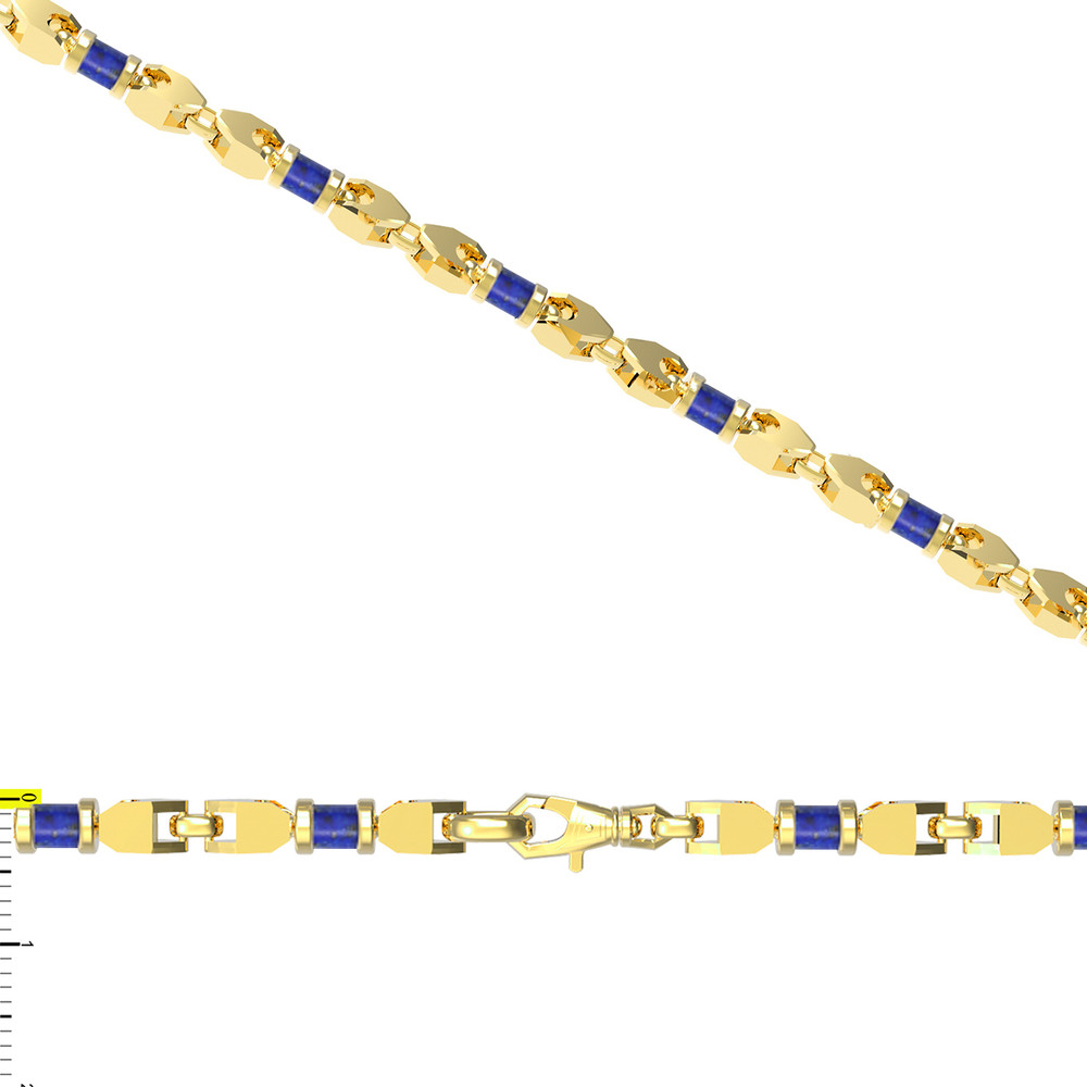 Цепь из лимонного золота c лазуритом