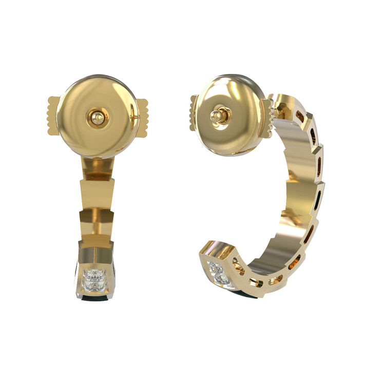 Серьги из лимонного золота c бриллиантами и ониксом