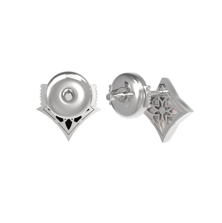 Серьги из белого золота c ониксом и перламутром