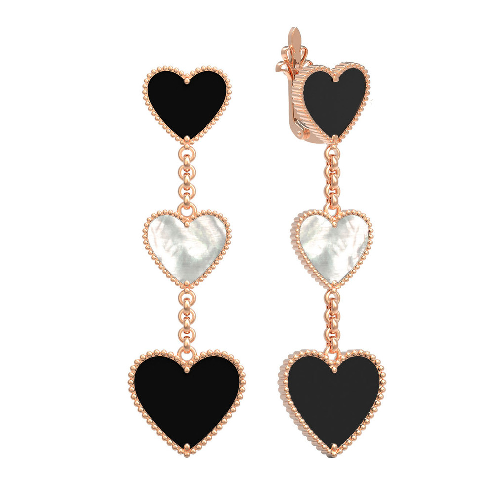 Серьги из золота c ониксом и перламутром