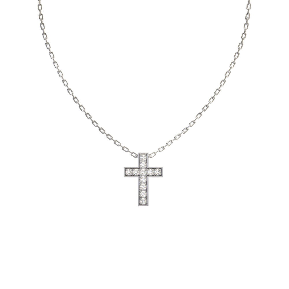 Крест из белого золота c бриллиантами