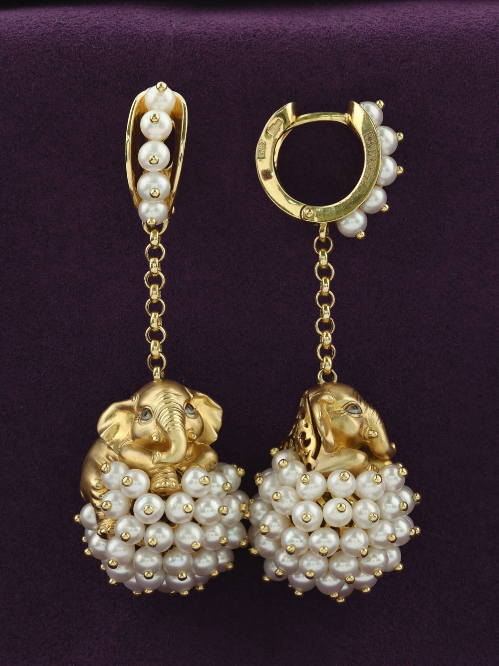 Серьги из лимонного золота c эмаль и жемчугом