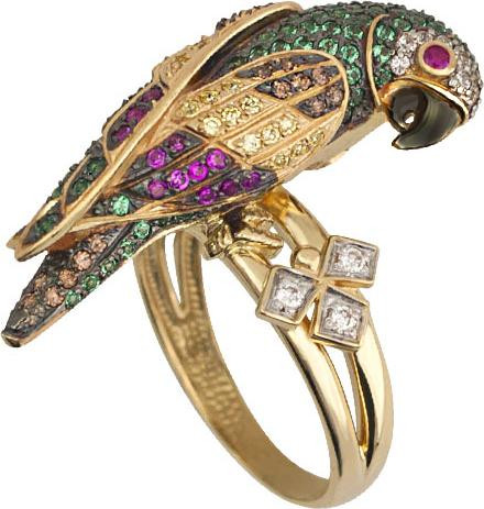 Кольцо из лимонного золота c фианитом