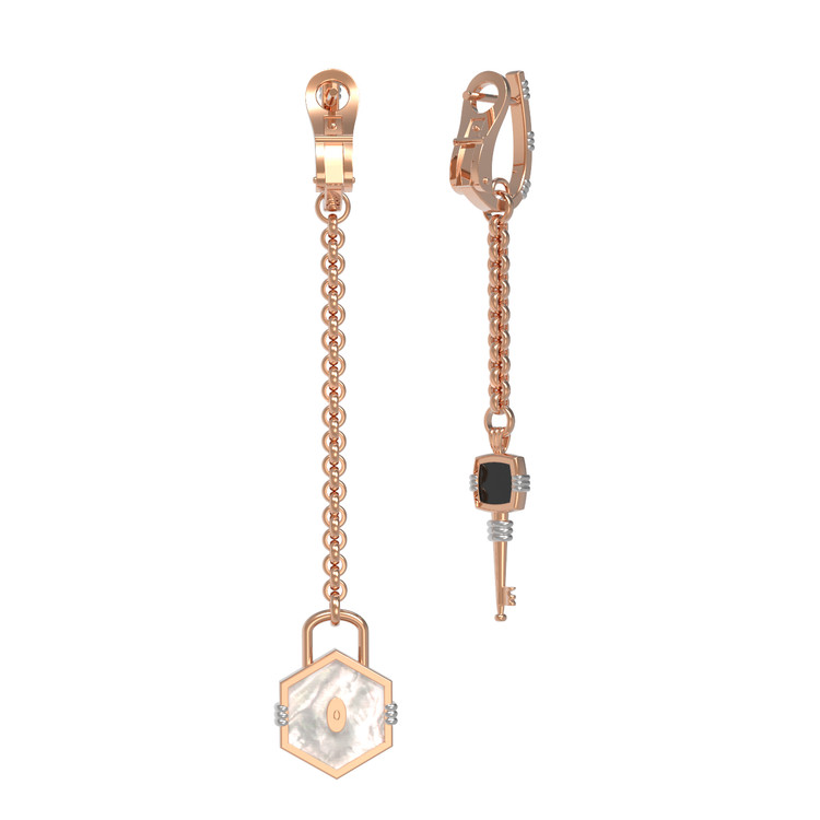 Серьги из золота c ониксом и перламутром