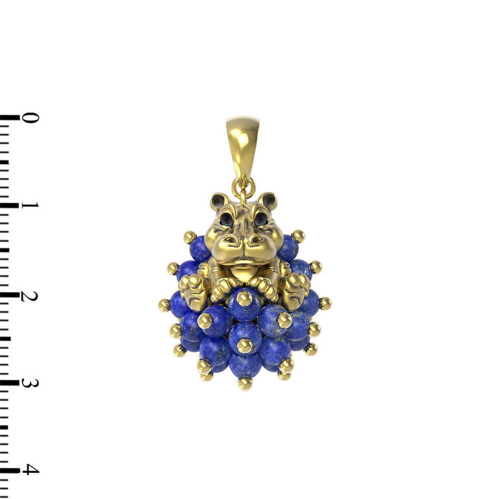 Подвеска из лимонного золота c эмаль и лазуритом
