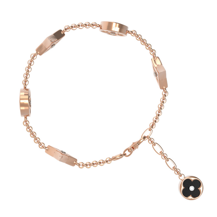 Браслет из золота c бриллиантами, ониксом и перламутром