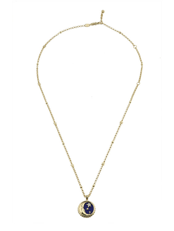 Колье из лимонного золота c бриллиантами, лазуритом и перламутром