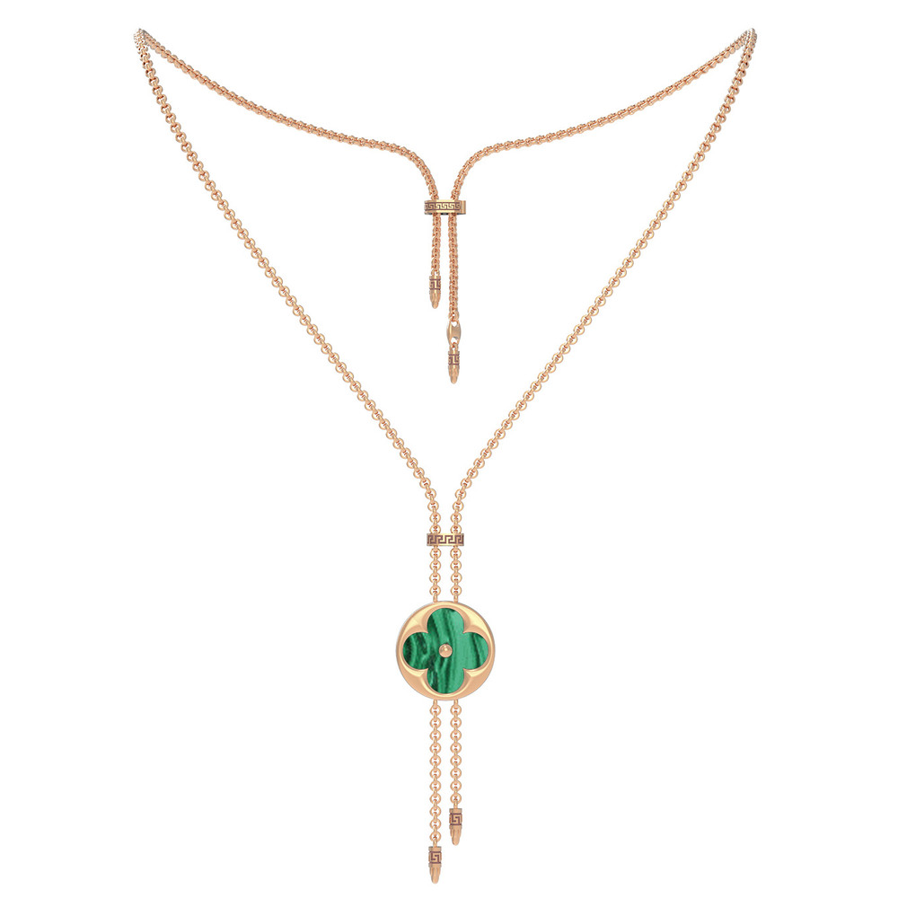 Колье из золота c малахитом и перламутром