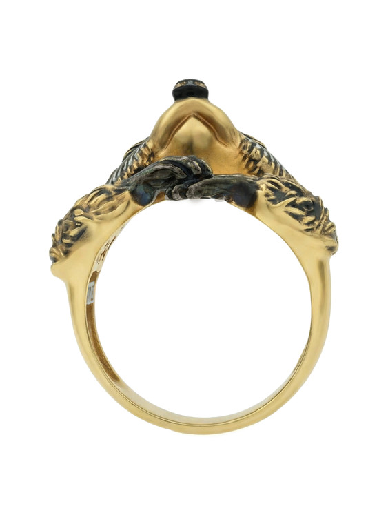 Кольцо из лимонного золота c эмаль