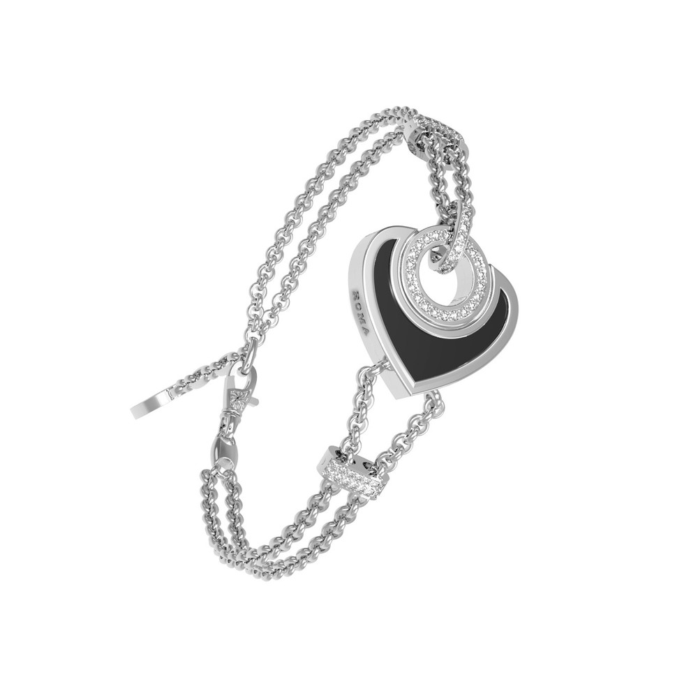 Браслет из белого золота c бриллиантами, ониксом и перламутром