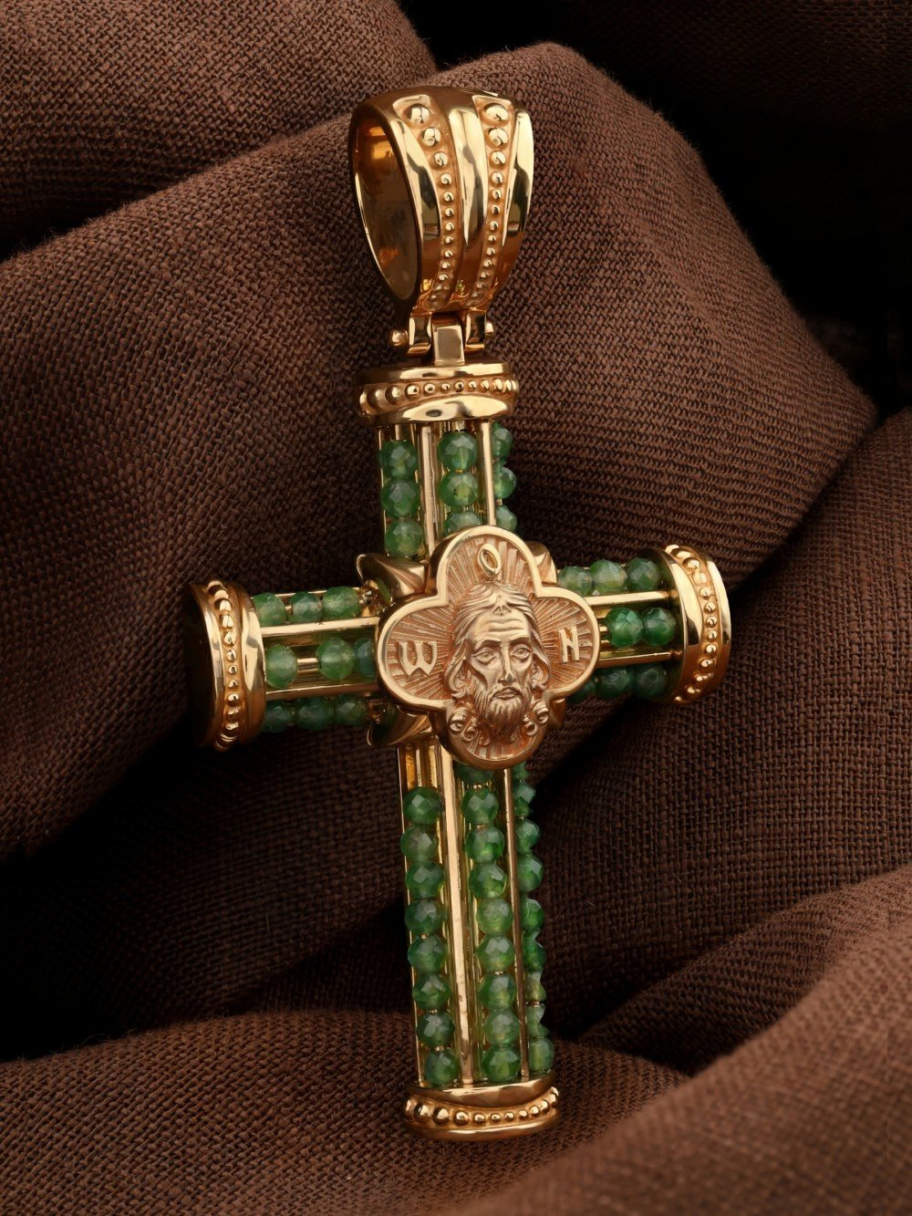 Крест из золота c хризопразом