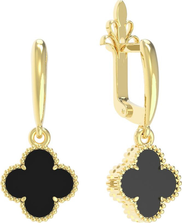 Серьги из лимонного золота c ониксом