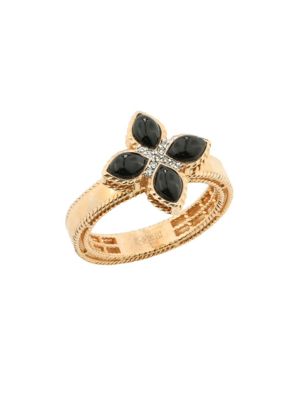 Кольцо из золота c бриллиантами и ониксом