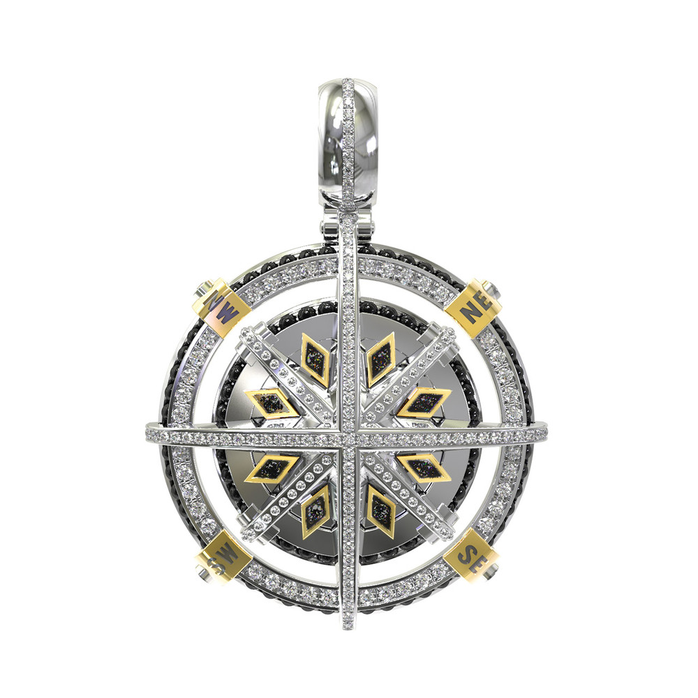 Подвеска из белого золота c эмаль , бриллиантами и ониксом