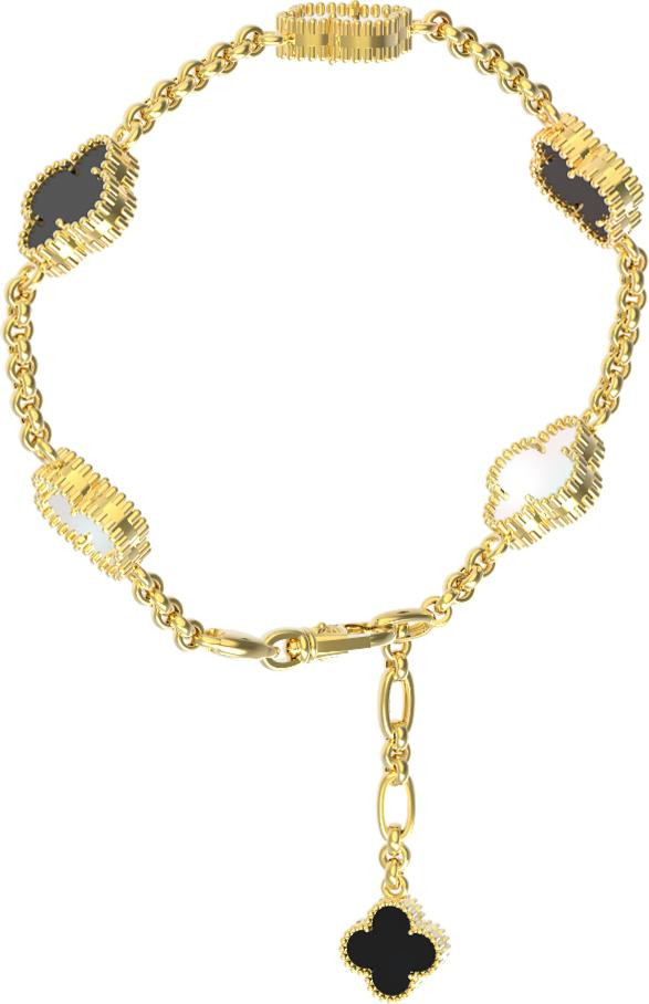 Браслет из лимонного золота c ониксом и перламутром