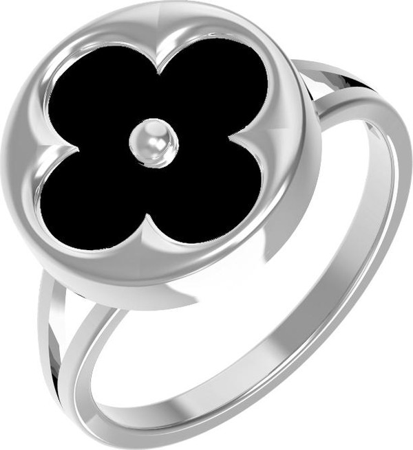 Кольцо из белого золота c ониксом