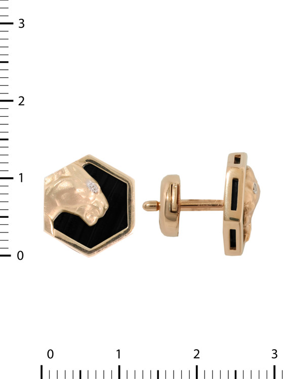 Серьги из золота c бриллиантами и ониксом