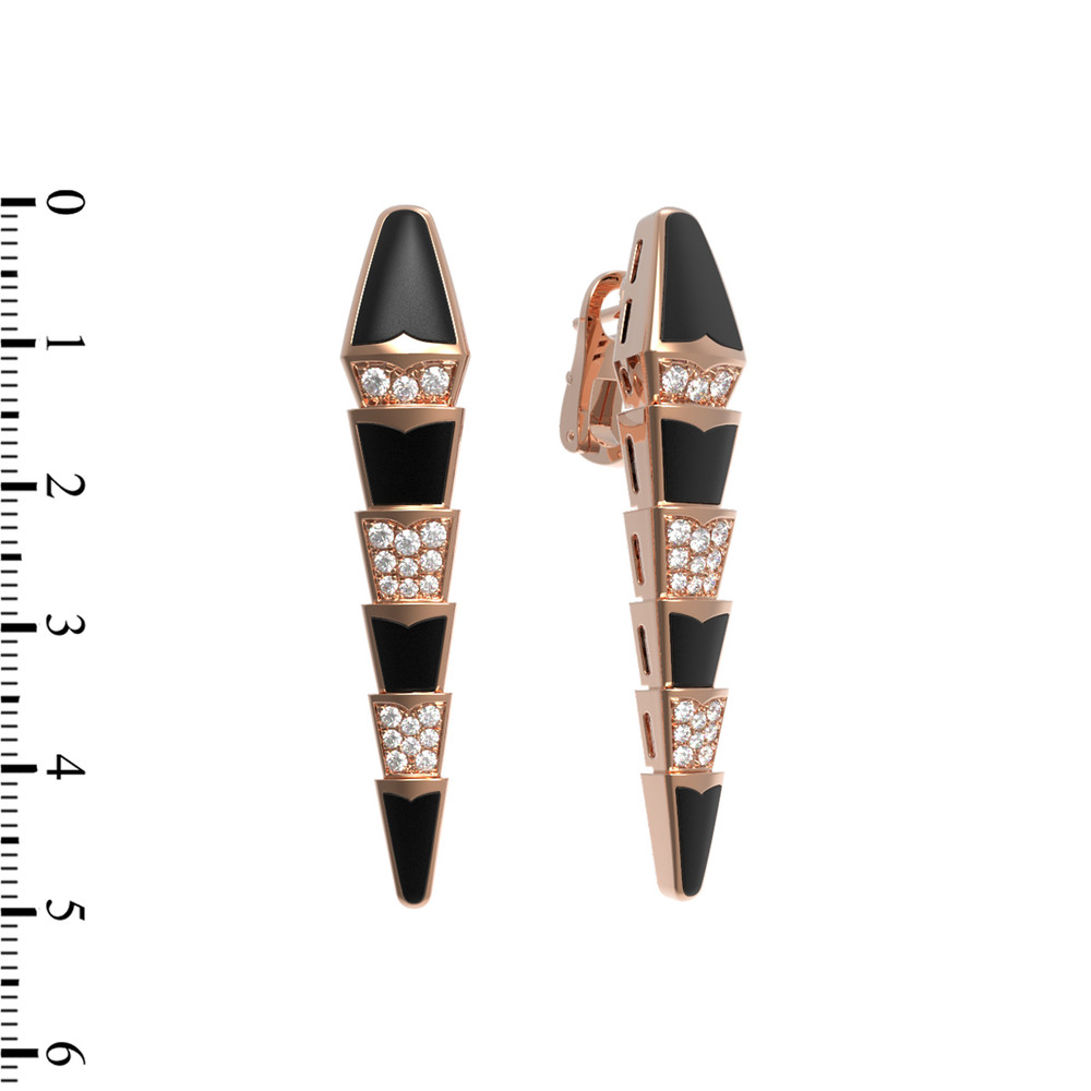 Серьги из золота c бриллиантами и ониксом