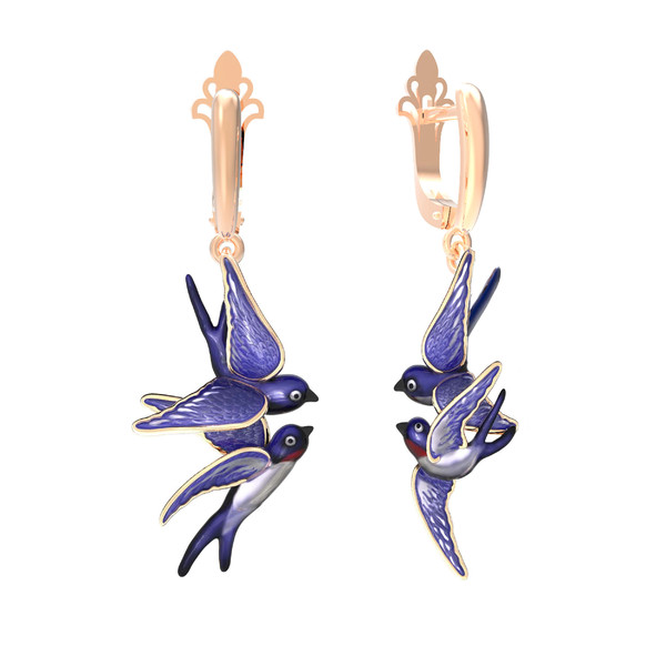 Серьги из золота c эмаль