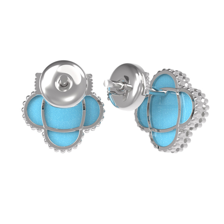 Серьги из белого золота c бирюзой