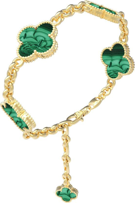 Браслет из лимонного золота c малахитом