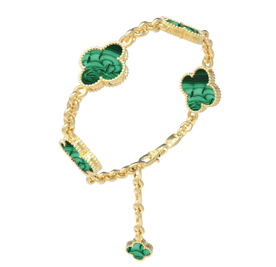 Браслет из лимонного золота c малахитом