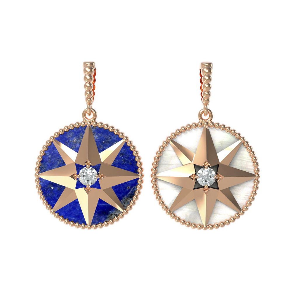 Подвеска из золота c фианитом, лазуритом и перламутром