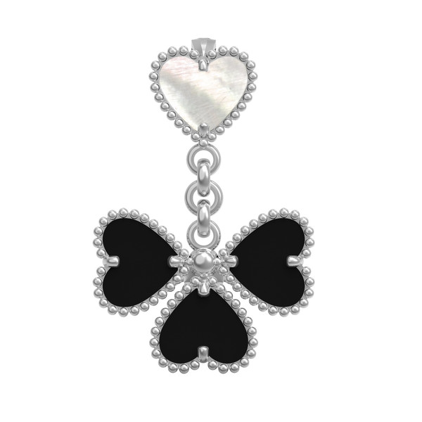 Подвеска из белого золота c ониксом и перламутром