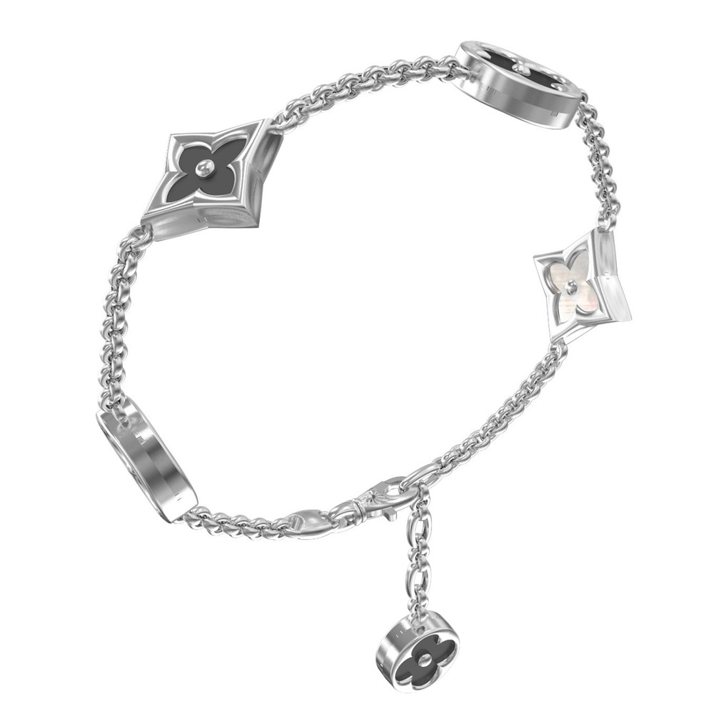 Браслет из белого золота c ониксом и перламутром