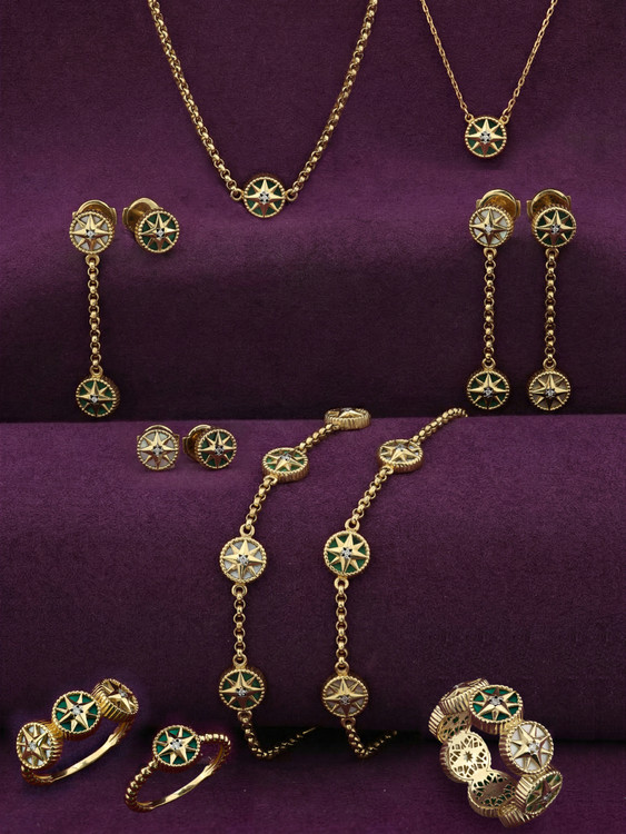 Серьги из лимонного золота c бриллиантами, малахитом и перламутром