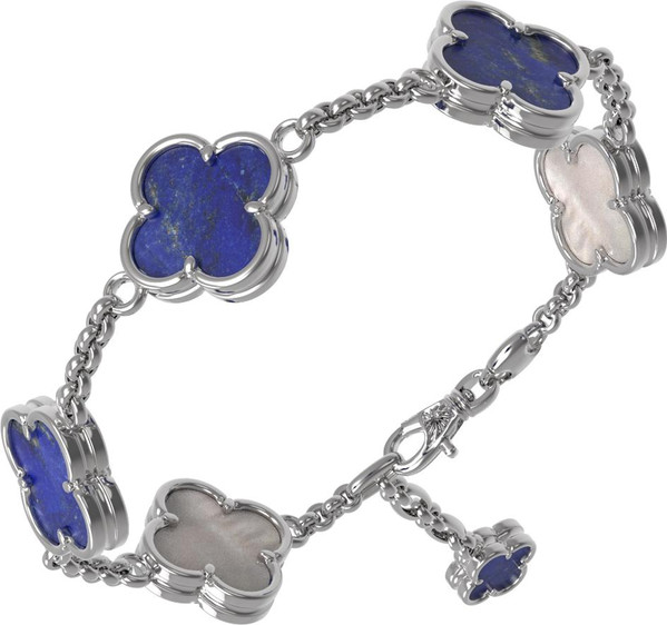 Браслет из белого золота c лазуритом и перламутром