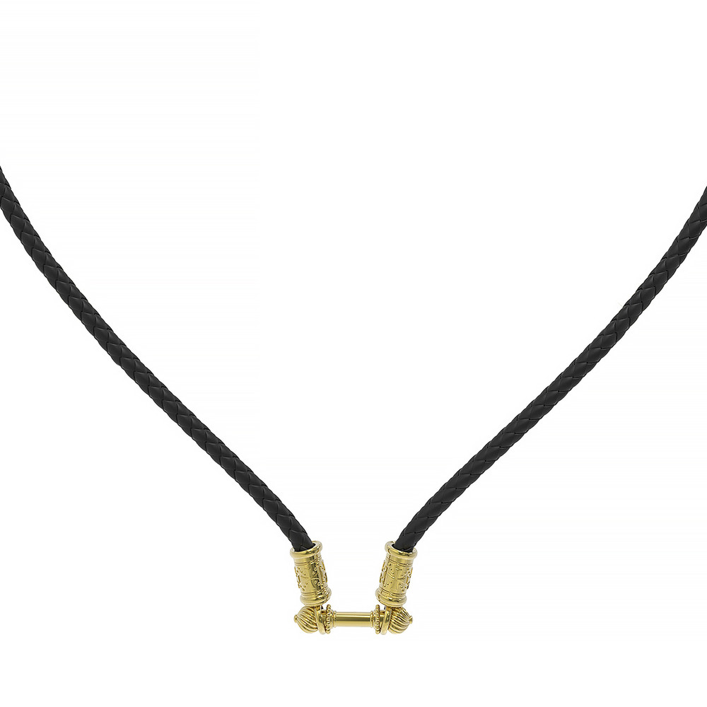 Шнурок кожаный из лимонного золота c кожаным шнурком