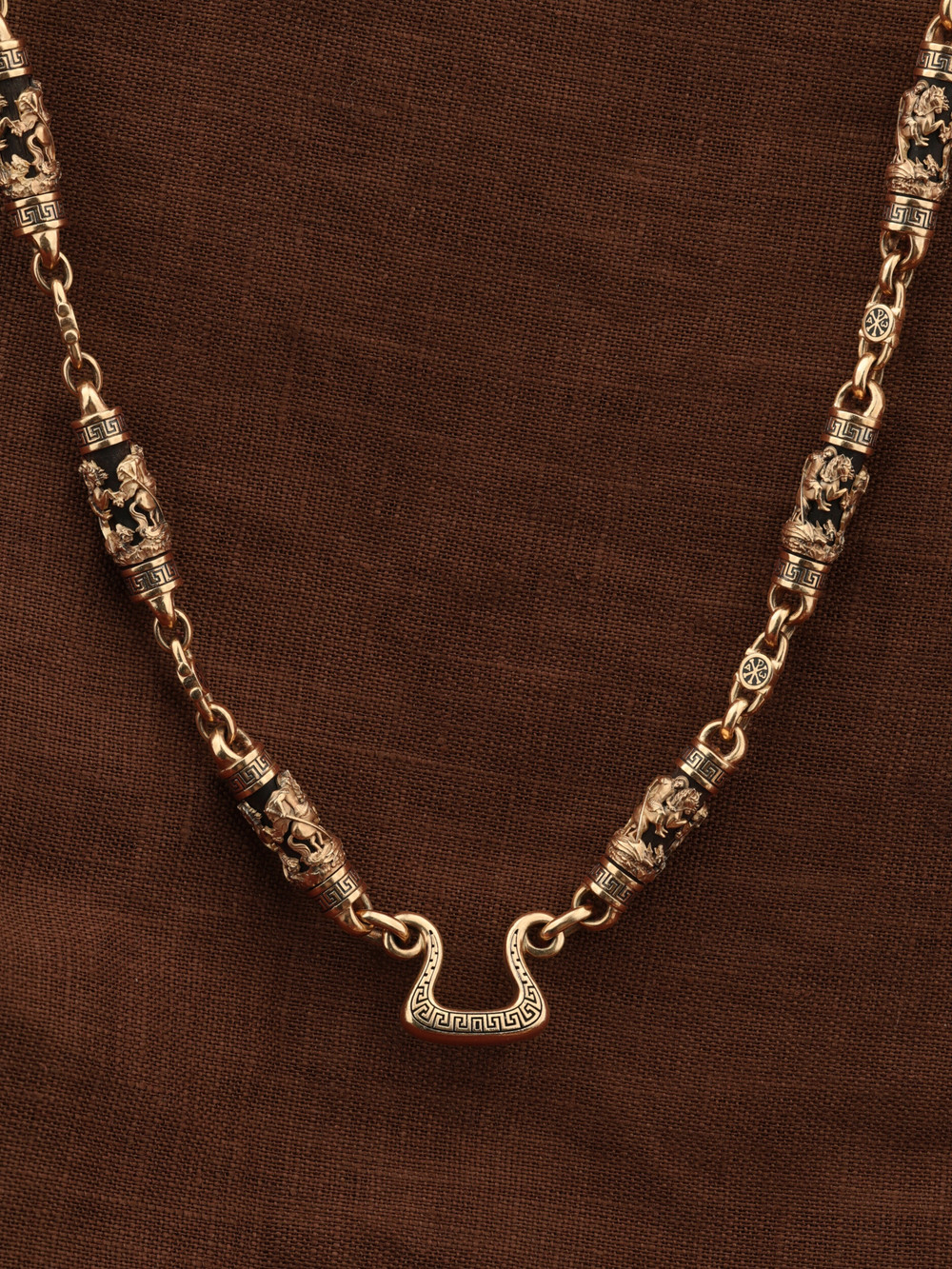 Цепь из золота c эмаль и эбеновым деревом