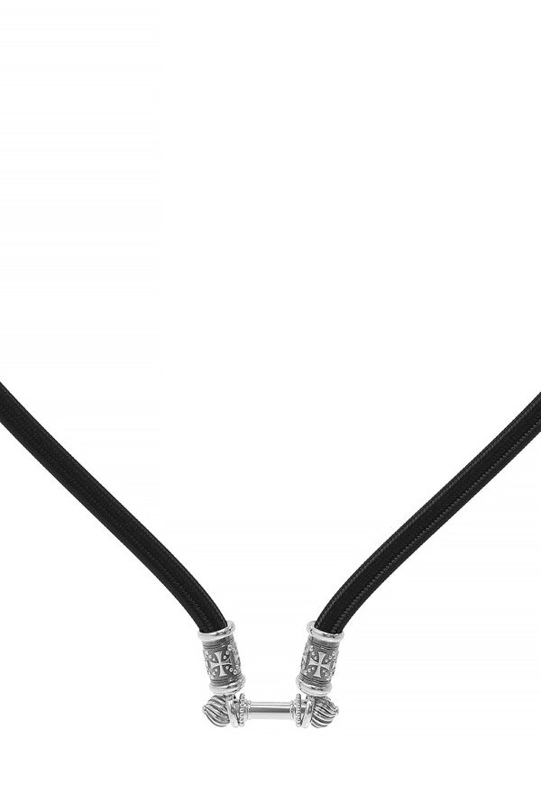 Шнурок шёлковый из белого золота c шёлковым шнурком