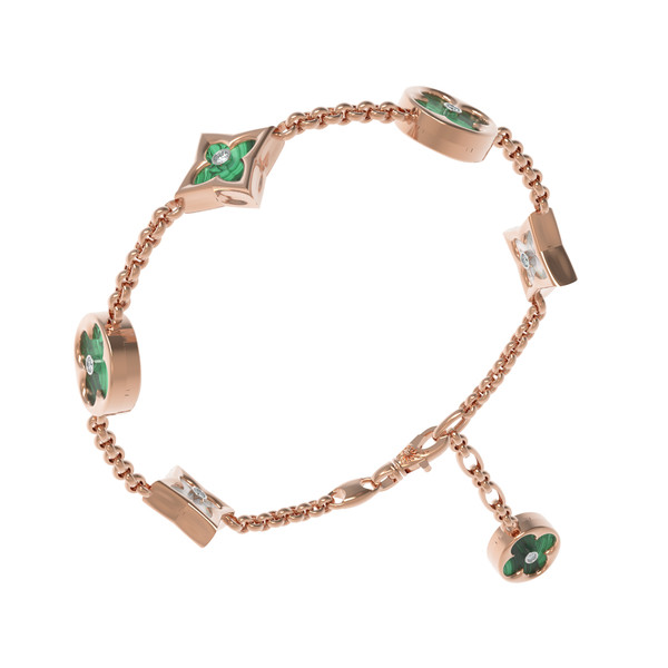 Браслет из золота c бриллиантами, малахитом и перламутром