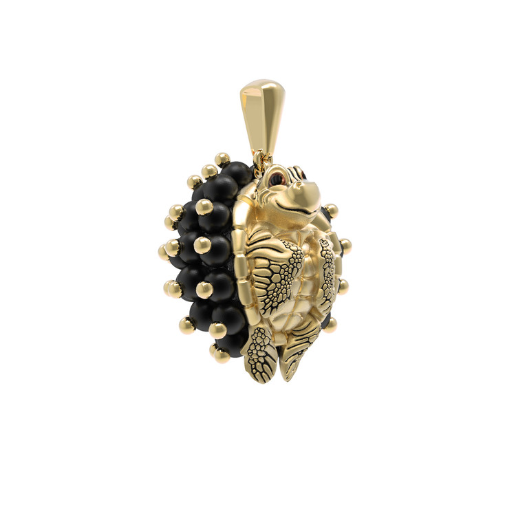 Подвеска из лимонного золота c эмаль и ониксом