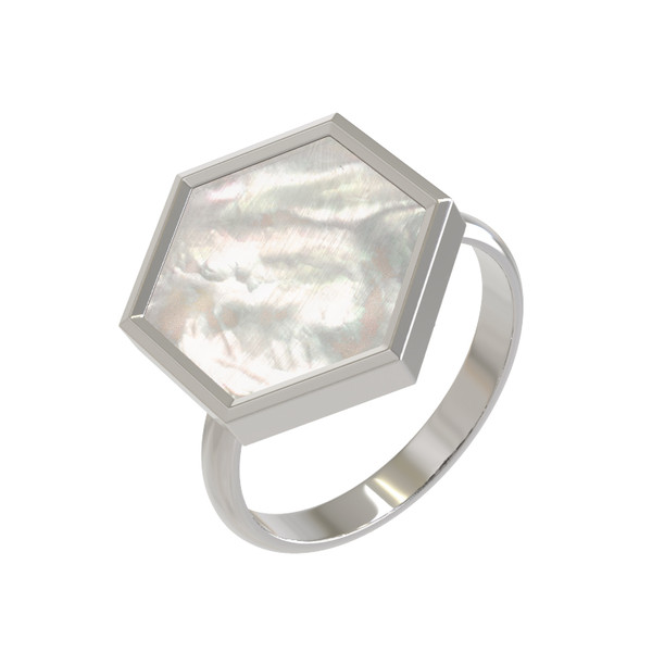 Кольцо из белого золота c перламутром