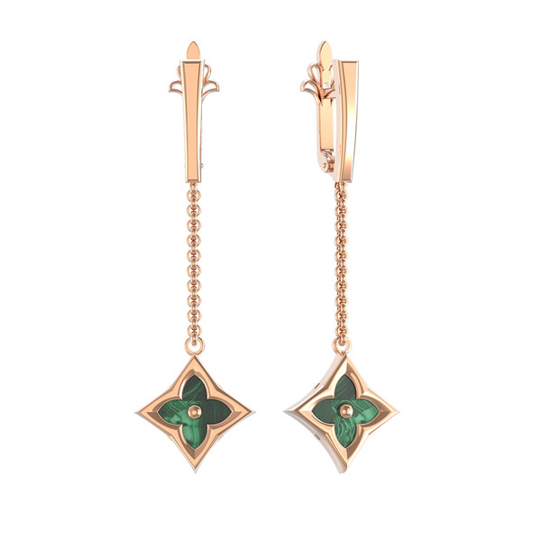 Серьги из золота c малахитом