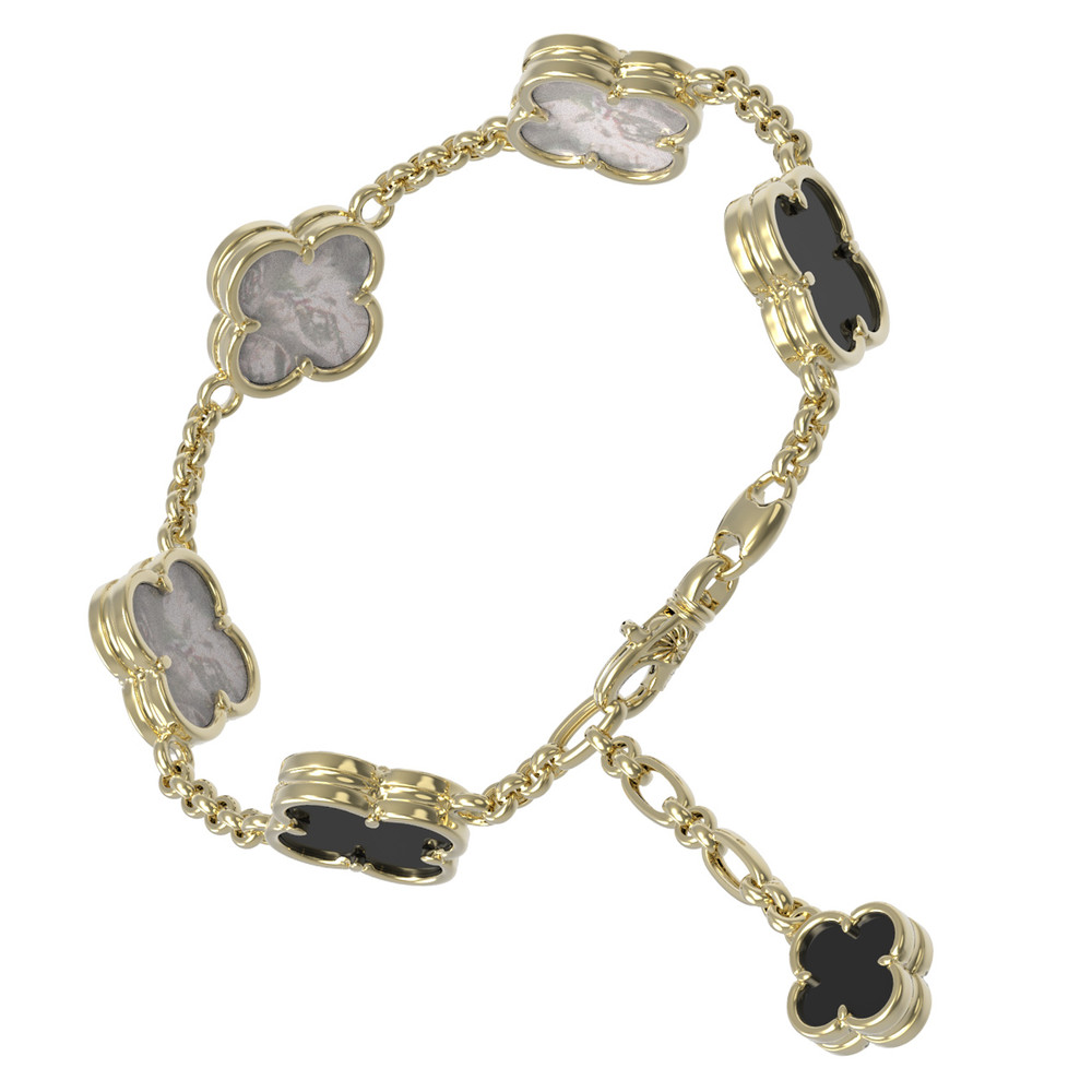 Браслет из лимонного золота c ониксом и перламутром