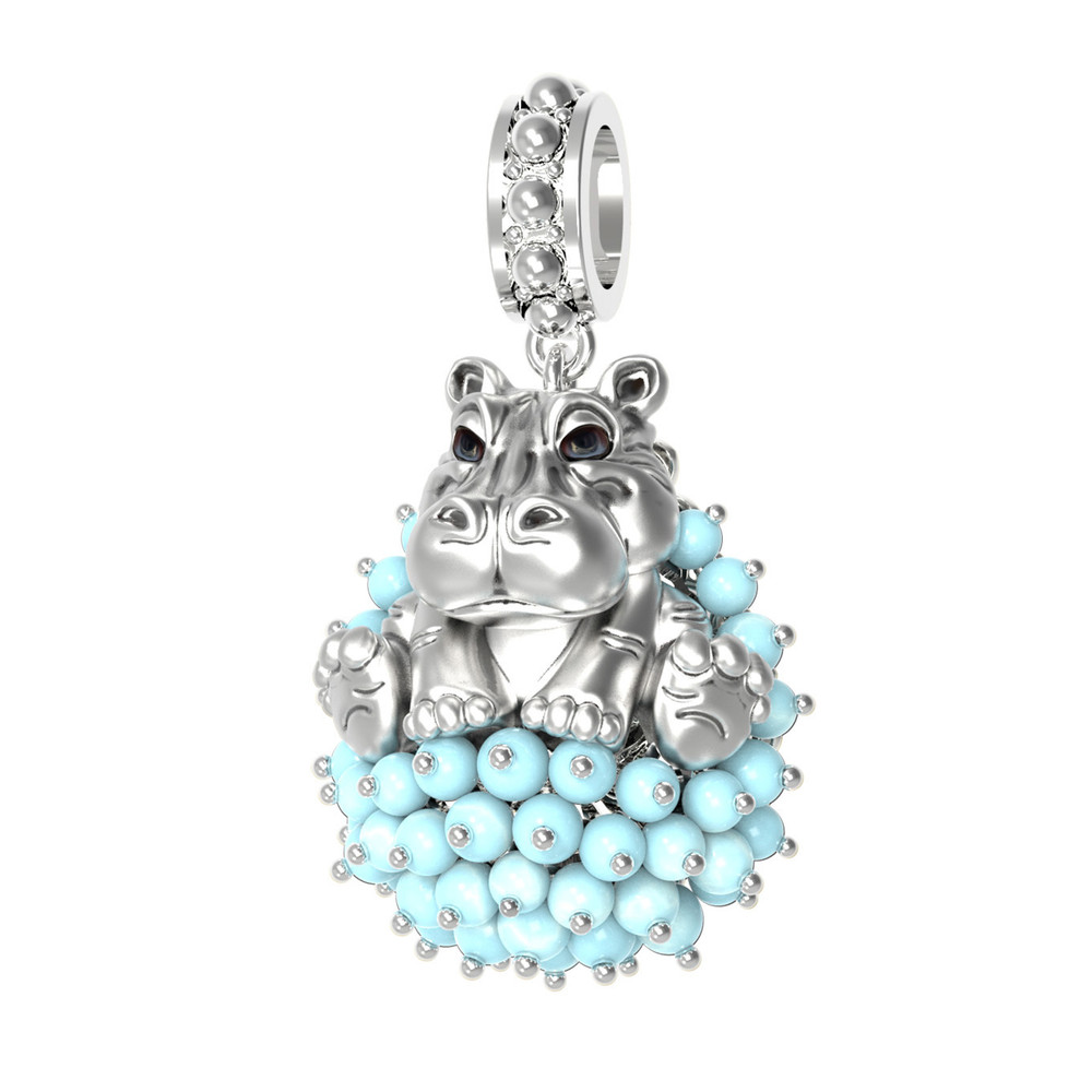 Подвеска из белого золота c эмаль и бирюзой