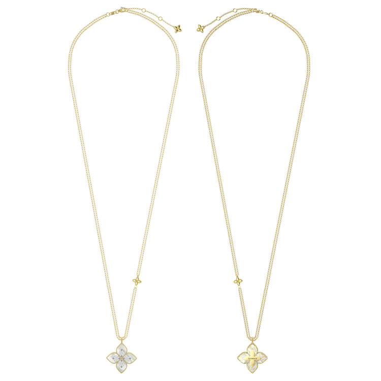 Колье из лимонного золота c бриллиантами и перламутром