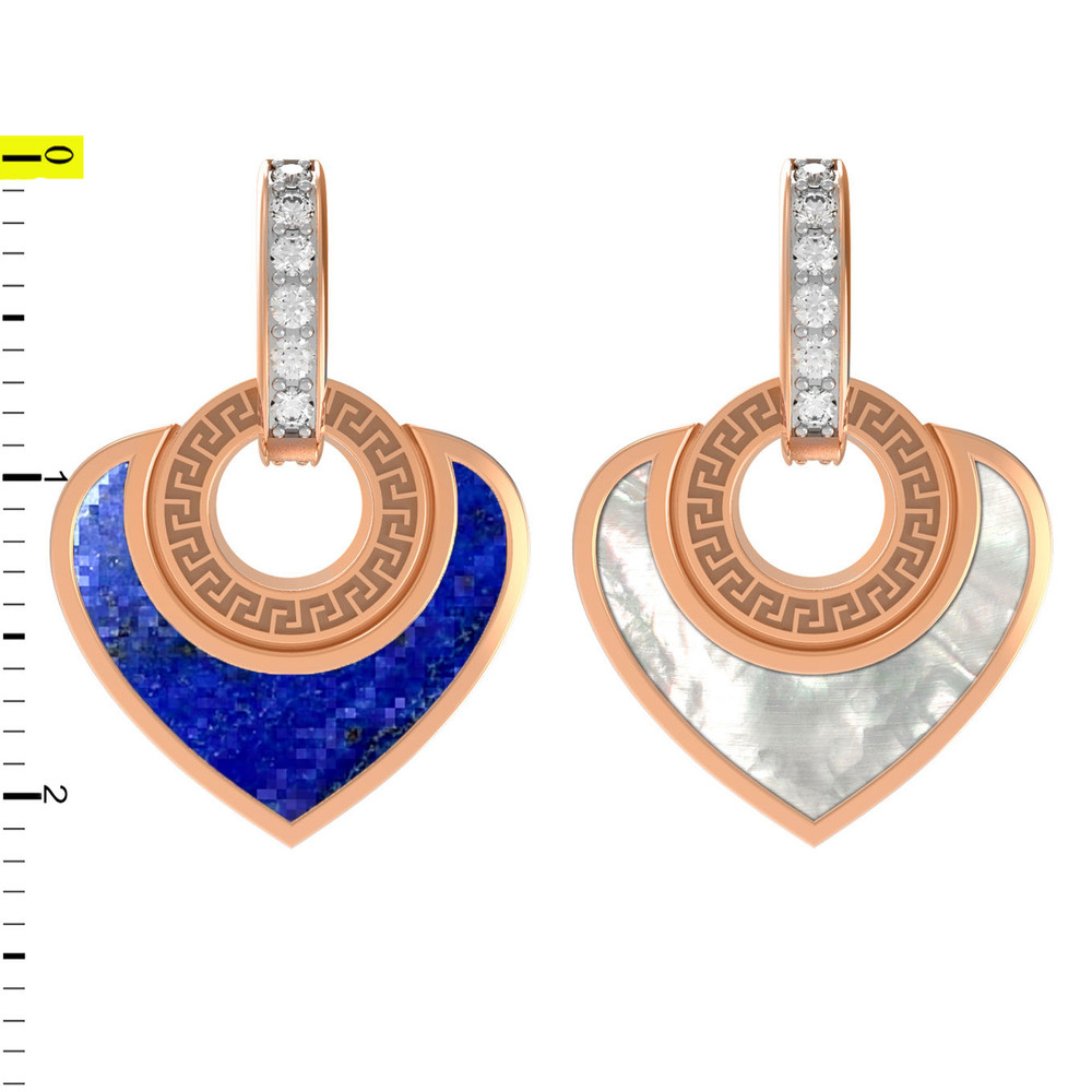 Подвеска из золота c фианитом, лазуритом и перламутром