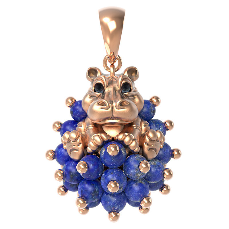 Подвеска из золота c эмаль и лазуритом